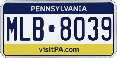 PA license plate MLB8039