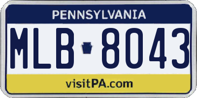 PA license plate MLB8043