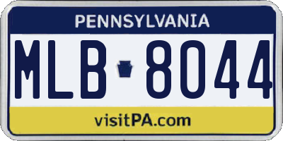 PA license plate MLB8044