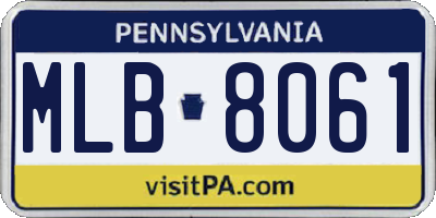 PA license plate MLB8061