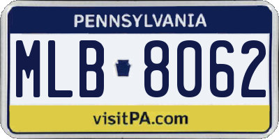 PA license plate MLB8062
