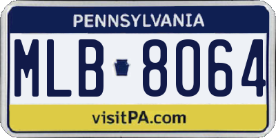 PA license plate MLB8064