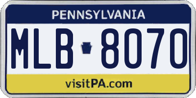 PA license plate MLB8070
