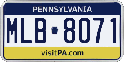 PA license plate MLB8071
