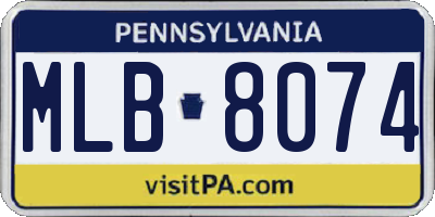 PA license plate MLB8074