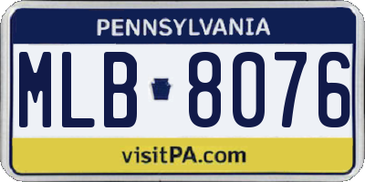 PA license plate MLB8076