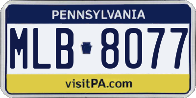 PA license plate MLB8077