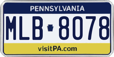 PA license plate MLB8078