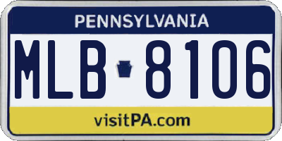 PA license plate MLB8106
