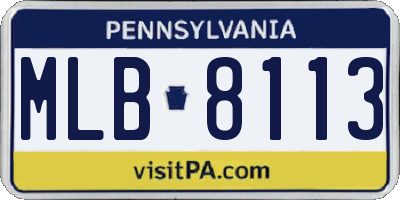 PA license plate MLB8113