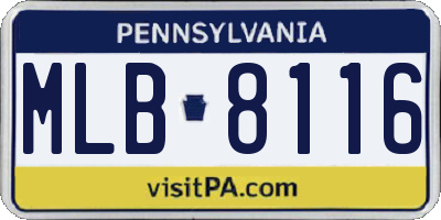 PA license plate MLB8116