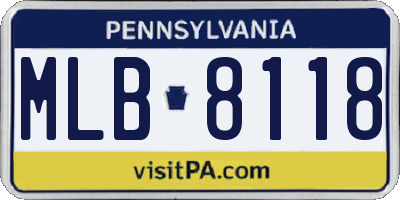 PA license plate MLB8118