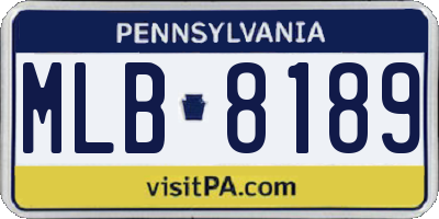 PA license plate MLB8189