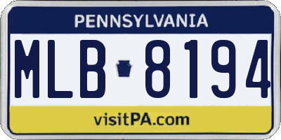 PA license plate MLB8194