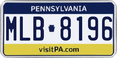 PA license plate MLB8196