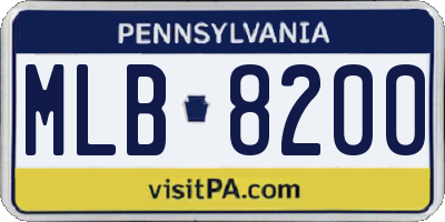 PA license plate MLB8200