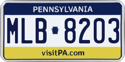 PA license plate MLB8203