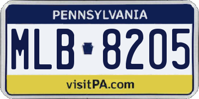 PA license plate MLB8205