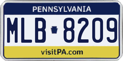 PA license plate MLB8209
