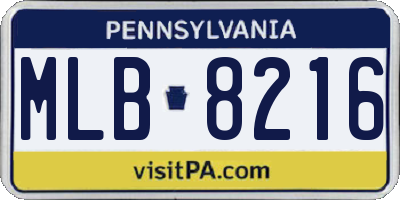 PA license plate MLB8216