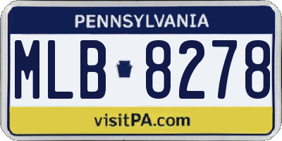 PA license plate MLB8278