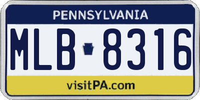 PA license plate MLB8316