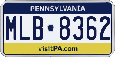 PA license plate MLB8362