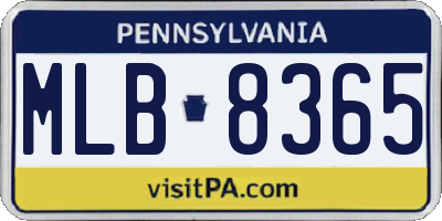 PA license plate MLB8365