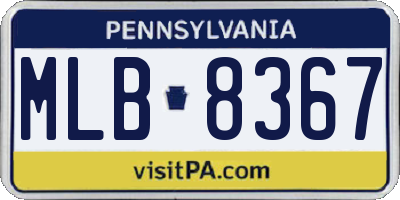 PA license plate MLB8367