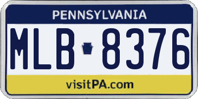 PA license plate MLB8376