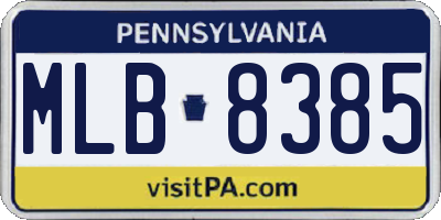PA license plate MLB8385