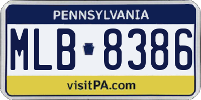 PA license plate MLB8386