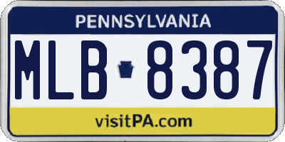 PA license plate MLB8387