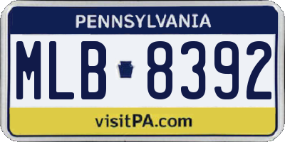 PA license plate MLB8392
