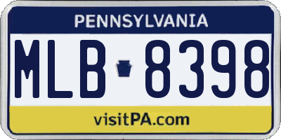 PA license plate MLB8398