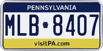 PA license plate MLB8407