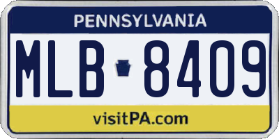 PA license plate MLB8409