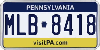PA license plate MLB8418