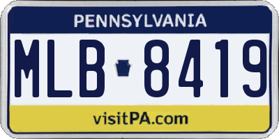 PA license plate MLB8419