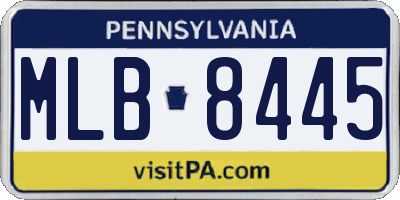 PA license plate MLB8445