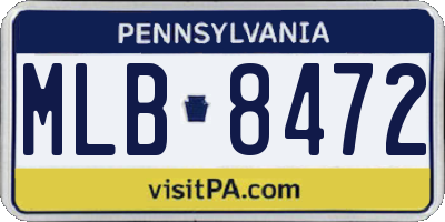 PA license plate MLB8472