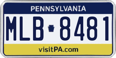 PA license plate MLB8481