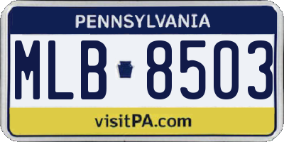 PA license plate MLB8503