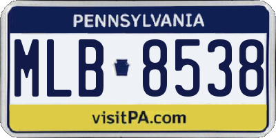PA license plate MLB8538