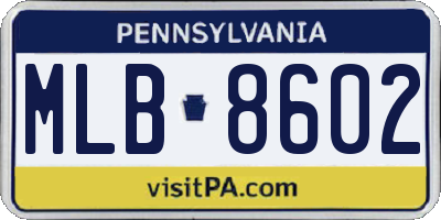 PA license plate MLB8602