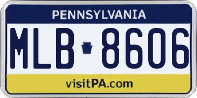 PA license plate MLB8606