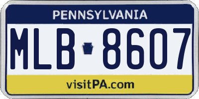 PA license plate MLB8607