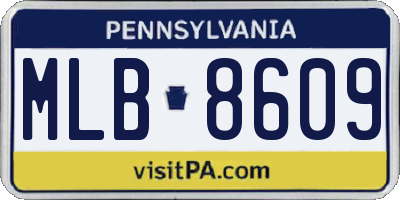 PA license plate MLB8609