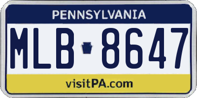 PA license plate MLB8647