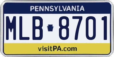 PA license plate MLB8701